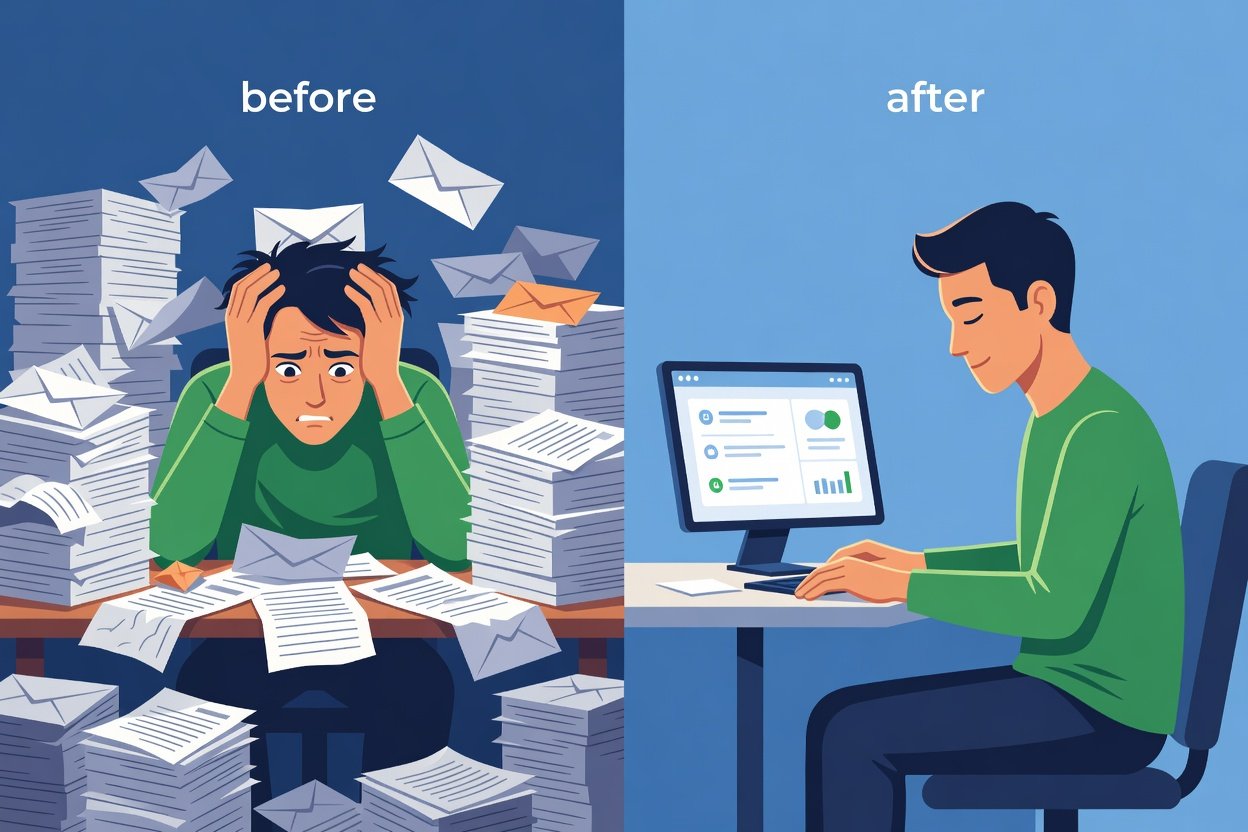 Antes e depois: e-mail longo versus resumo gerado por inteligência artificial