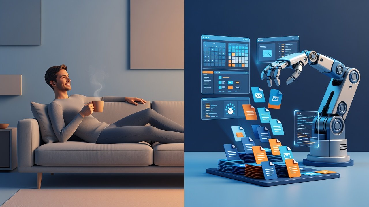 Cérebro de inteligência artificial processando tarefas de forma autônoma