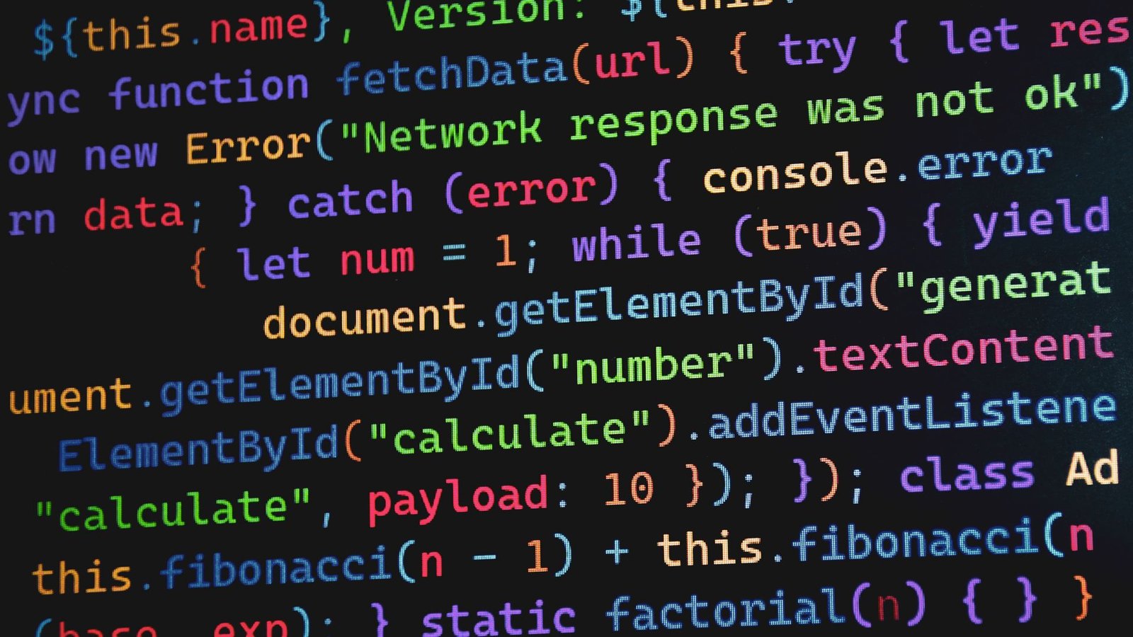 Código JavaScript vibrante em tela de monitor